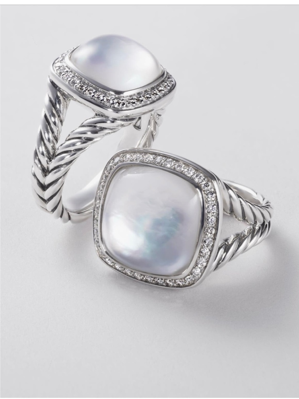 David Yurman Sterling Silver Albion ring with moon quartz and diamonds Size 7.5 - Picture 5 of 9